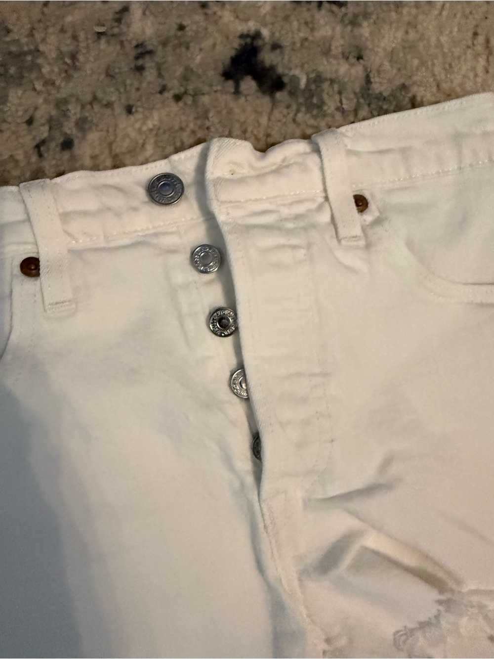 Levi White Frayed Hem Women's Denim Shorts - Picture 3 of 7